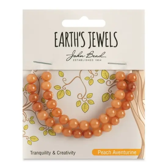 Earth's Jewels Semi-Precious 6mm Peach Aventurine Natural Round Beads {1}