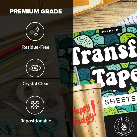 Clear Transfer Tape for Vinyl Adhesive and HTV Heat Transfer Paper Sheets Paper Transfer Tape for Vinyl 20 Pieces 12"x 12" Transfer Tape Sheet Without Roll with Grid for Tumblers Crafts Signs {5}