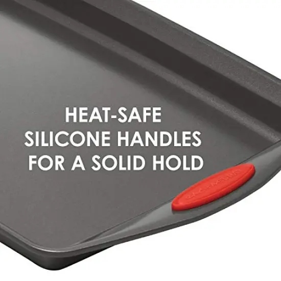 Nonstick Bakeware 12-Cup Muffin Tin With Grips / Nonstick 12-Cup Cupcake Tin With Grips - 12 Cup, Gray with Red Grips {3}