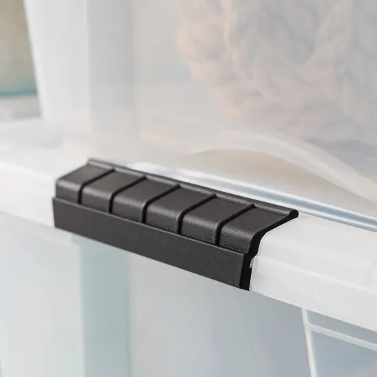 IRIS USA 53qt Plastic Storage Bin with Lid and Secure Latching Buckles, Clear {4}