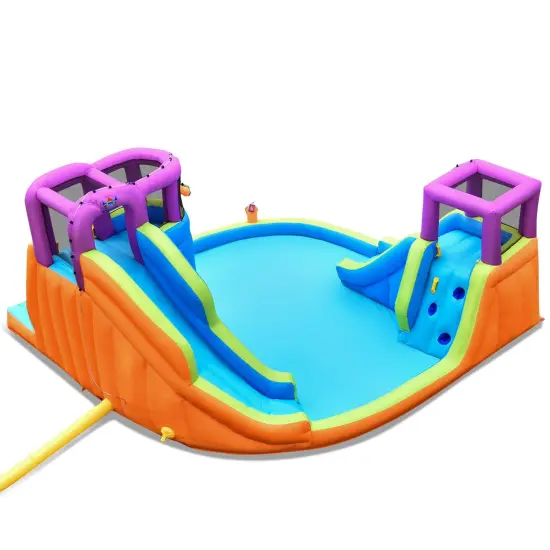 6-in-1 Inflatable Dual Water Slide Bounce House Without Blower {1}