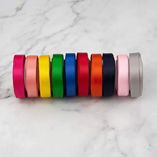 VATIN Solid Color Double Sided Polyester Satin Ribbon 10 Colors 3/8" X 5 Yard Each Total 50 Yds Per Package Ribbon Set, Perfect for Gift Wrapping, Hair Bow, Trimming, Sewing and Other Craft Projects {5}