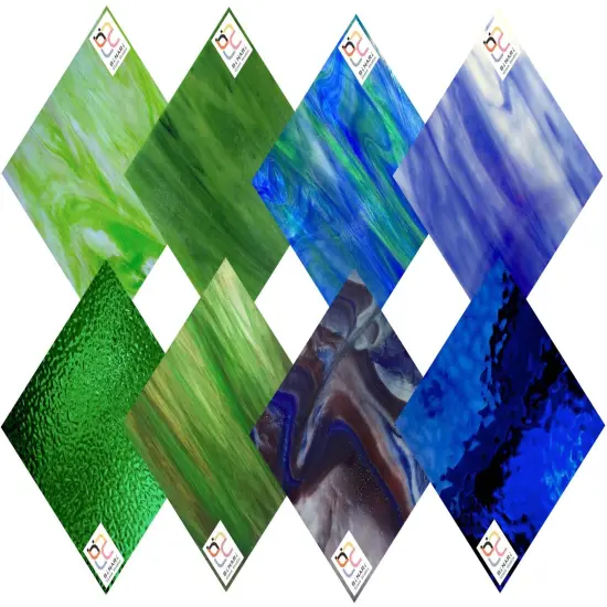 Wissmach 8 Sheet Blue & Green Variety Stained Glass {2}