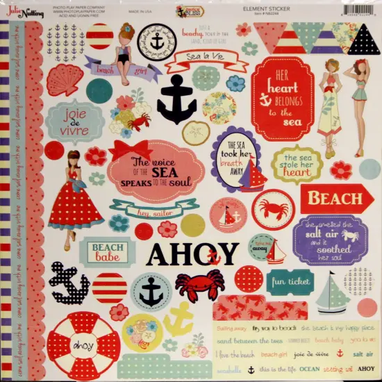 Photoplay Julie Nutting Nautical Bliss 12 x 12 Cardstock Element Stickers {1}