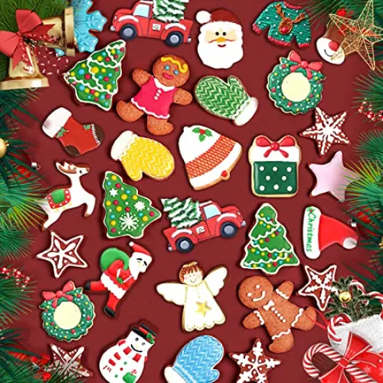 20 Pieces Christmas Cookie Cutters, Hibery Holiday Cookie Cutters Christmas, Reindeer, Snowflake, Christmas Tree, Gingerbread Man, Santa, Bell & More Cookie Cutters Christmas Shapes {4}