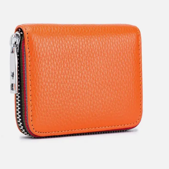 Kitcheniva Unisex Leather Zipper Wallet Orange {1}