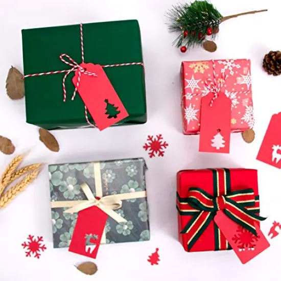 Gift Tags with Holes Present Wrap Tag Paper Small Xmas Gift Tags with Twine Vintage Gift Labels Christmas Tags Bulk 100pcs {6}