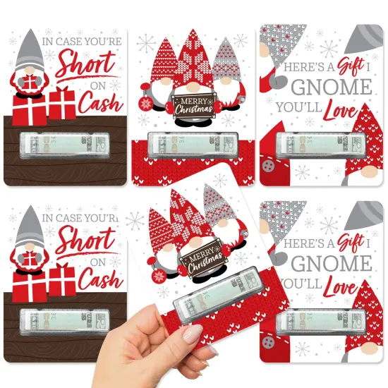 Big Dot of Happiness Christmas Gnomes - DIY Assorted Holiday Party Cash Holder Gift - Funny Money Cards - Set of 6 {1}