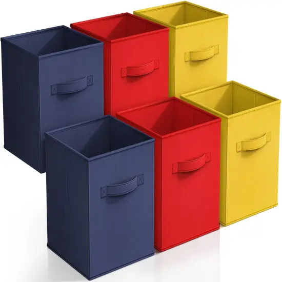 Sorbus Fabric Collapsible Cube Storage Bins Set (6 Pack) Yellow, Red, Black {1}