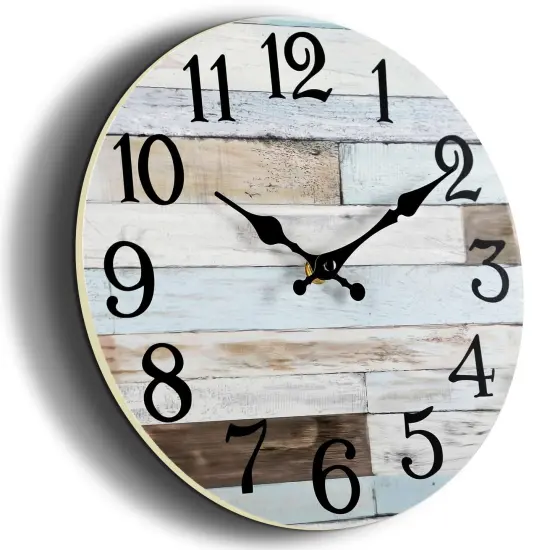 Wall Clock - 10 Inch Silent Non-Ticking Wooden Clocks Battery Operated - Country Retro Rustic Style Decorative for Living Room, Kitchen, Home,Bathroom, Bedroom, Laundry Room {3}