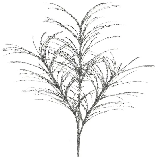 34" Silver Glitter/Sequin Pampas Grass Spray &ndash; Elegant Christmas Floral Pick {1}