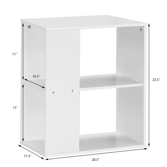 2-Tier Side End Table with Storage Shelves White {4}