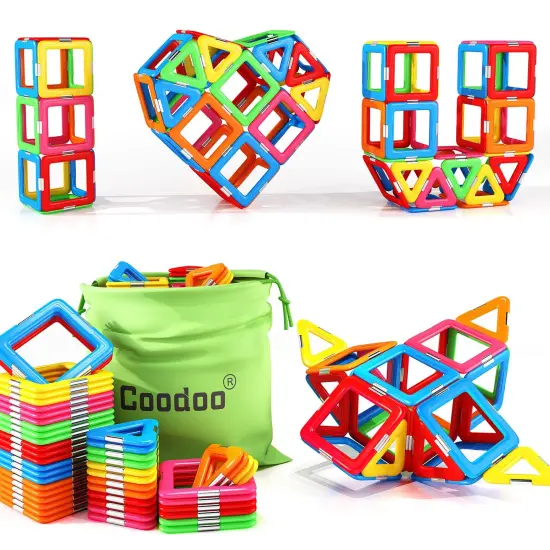 Coodoo Upgraded Magnetic Blocks Tough Tiles STEM Toys for 3+ Year Old Boys and Girls Learning by Playing Games for Toddlers Kids, Compatible with Major Brands Building Blocks - Starter Set {1}