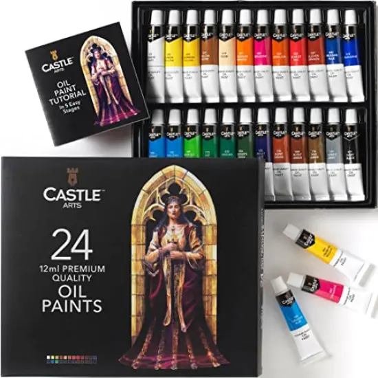 24 x 12ml Oil Paint Set | Great Value Set for Adult Artists, Beginners and Advanced | Vibrant Variety of Smooth-to-use Colors | In Impressive Presentation Box With Tutorial {1}