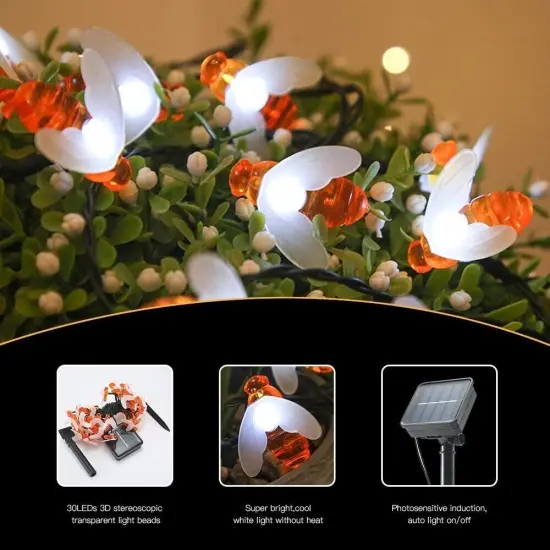 Solar Bee String Lights for Outdoor Yard Garden Decor Warm white {2}