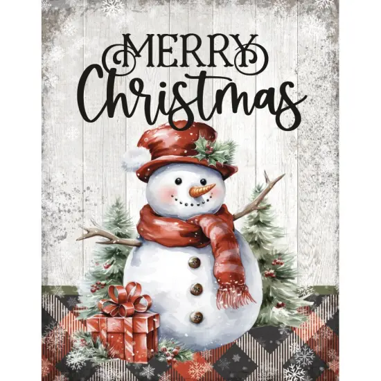 Merry Christmas Timberland Wood Plaque Wall Art - 11.75 inches x 15 inches {1}