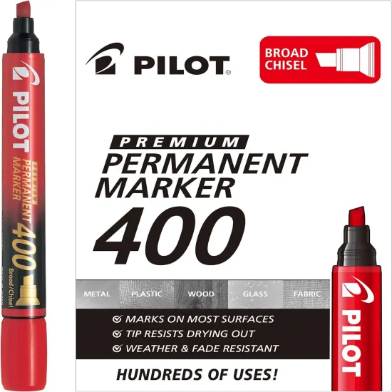 Premium 400 Permanent Markers, Broad Point Chisel Tip, Red (SA4-RED) (44115) {1}