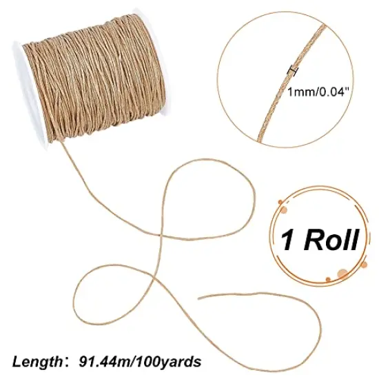 100 Yards 1mm Waxed Cotton Cord Thread Beading String for Bracelet Necklace Making Crafting Beading Macrame Vase Decor, Burlywood {1}