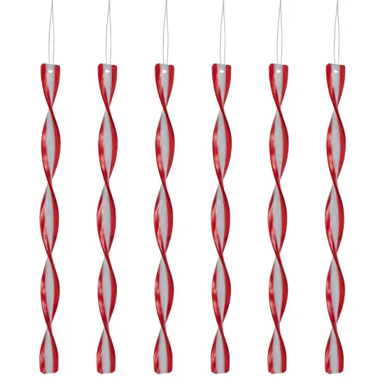 Northlight 6ct Red and White Candy Swirl Christmas Ornaments 8" {1}