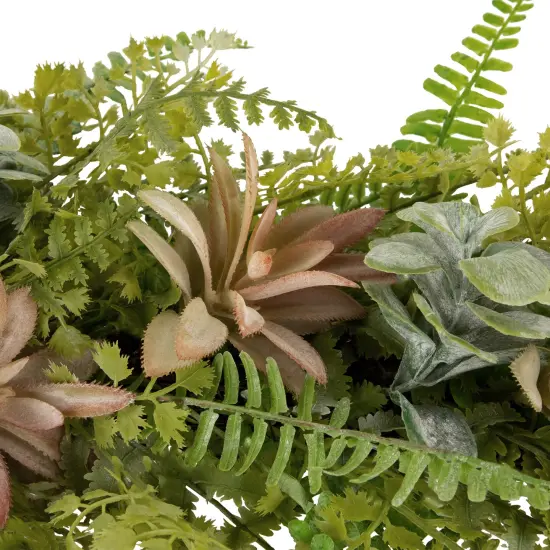 Northlight Fern and Succulents Artificial Spring Teardrop Swag - 28" Green {7}
