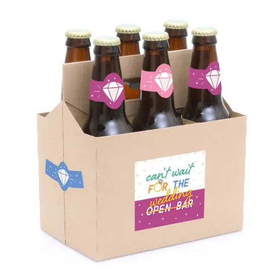 Big Dot of Happiness Just Engaged - Colorful - Engagement Party Decorations for Women and Men - 6 Beer Bottle Label Stickers and 1 Carrier {3}