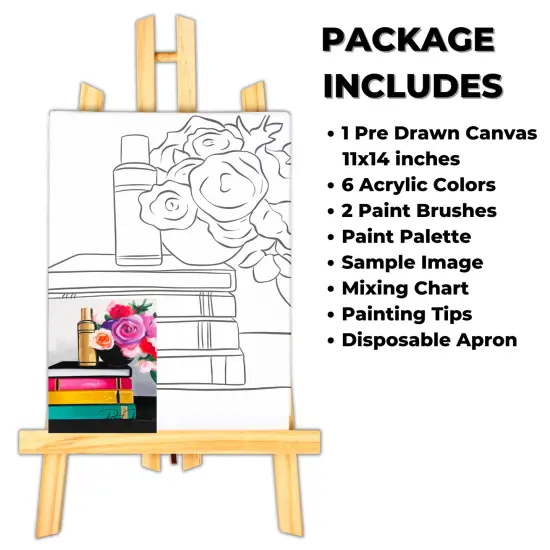 "Classy Essentials" DIY Canvas Art Kit, Adult Beginner, Acrylic Paint Size 11x14 inch {2}