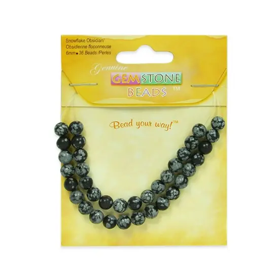 6 Packs of Snowflake Obsidian Beads Pack of 36 {1}