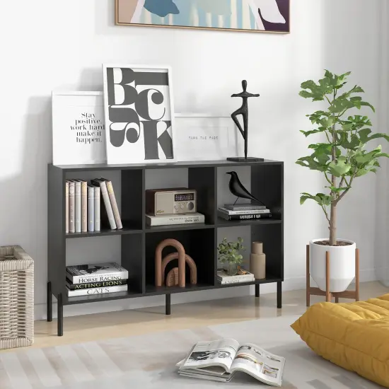 Costway 6 Cube Storage Shelf Organizer Bookcase Square Cubby Cabinet Bedroom Black/White {9}