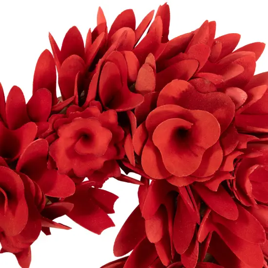 Northlight Wooden Rose Artificial Valentine's Day Floral Wreath - 14" - Red and Pink {4}