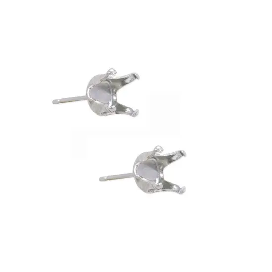 JewelrySupply Sterling Silver Snap & Set Earrings 4mm Round 4 Prong (1 Pair of Sterling Silver Earrings) {1}