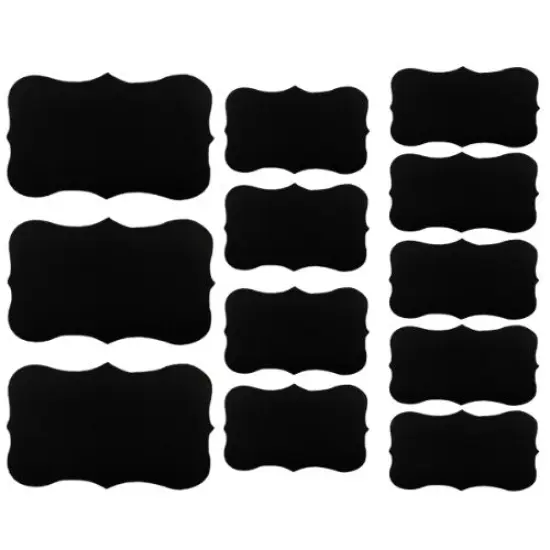 Wrapables Set of 24 Chalkboard Labels in Various Sizes, Fancy Rectangle With Chalk Pen {2}