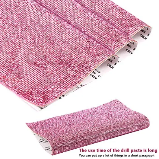 12000 Pieces Bling Bling Rhinestone Sheet Rhinestones Sticker DIY Car Decoration Sticker Self Adhesive Glitter Rhinestones Crystal Gem Stickers for Car Decoration, 9.4 x 7.9 Inch (Pink) {1}
