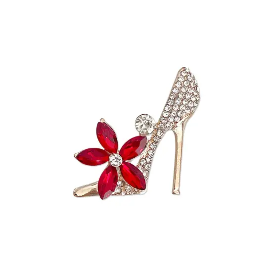 Wrapables Crystal Rhinestone High Heel Shoe Brooch Pin, Red {1}