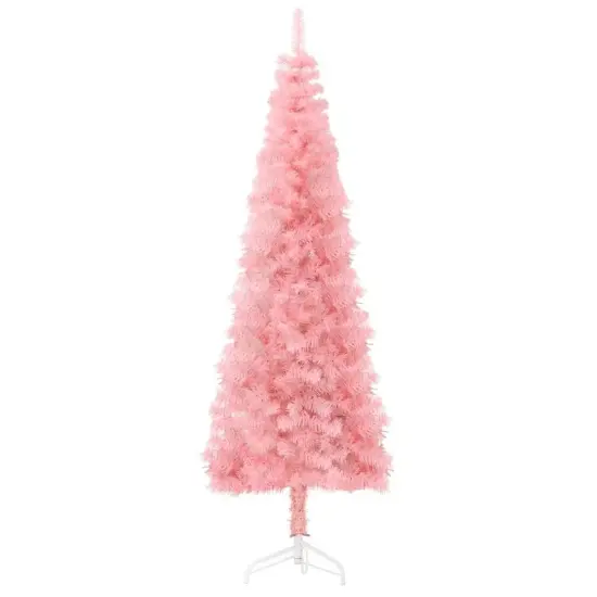 Pink Slim Half Christmas Tree with Stand {1}