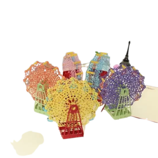 Kitcheniva Thanksgiving Christmas Ferris Wheel Pop Up Greeting 3D Card Gift Purple {2}