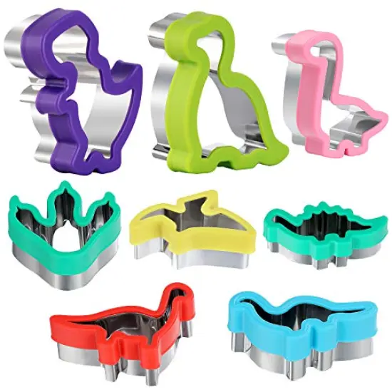 8 Pack Dinosaur Cookie Cutters Set - Stainless Steel Shaped Cookie Candy Food Cutters Molds for DIY, Kitchen, Baking, Kids Dinosaur Theme Birthday Party Supplies Favors {2}