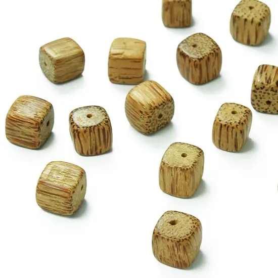 6 Packs of Wood Beads - Pepper Taupe - 12x12mm - 8" Strand {1}