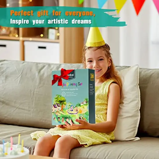 Acrylic Paint Set for Kids, Art Painting Supplies Kit with 12 Paints, 5 Canvas Panels, 8 Brushes, Table Easel, Etc, Premium Paint Set for Students, Artists and Beginner. {2}