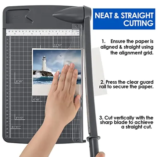 Paper Cutter 12" Cut Length Paper Trimmer, Guillotine Trimmer with 12 sheet Capacity Paper Cutting Board, Heavy Duty Guillotine Paper Cutters and Trimmers for Cardstock Paper Crafts Paper Slicer {5}