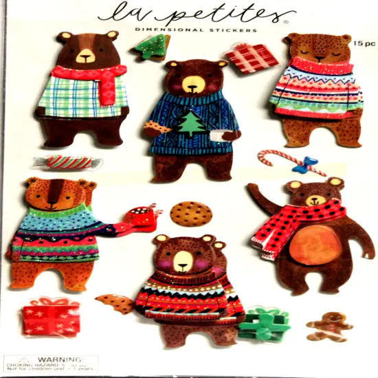 La Petites Christmas Bears Dimensional Stickers {1}