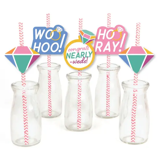 Big Dot of Happiness Just Engaged - Colorful - Paper Straw Decor - Engagement Party Striped Decorative Straws - Set of 24 {1}