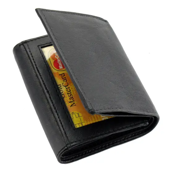Kitcheniva Men's Black Genuine Leather Trifold Wallet {1}