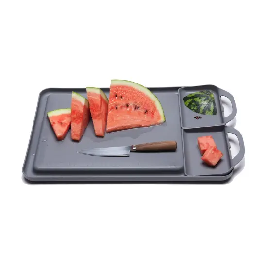 Double Save S Non-Slip Removable Compartments and Grooves to Prevent Spills Dishwasher Safe Cutting Board & Serving Tray {3}