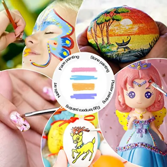 32 Pieces Paint Brush Set, Artist Series, Nylon Bristles with Round, Filbert, Flat, Fan, Angle, Fine Detail Brush, Suitable for Artists and Beginners for Acrylic Painting, Oil, Watercolor {3}