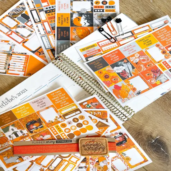 Halloween & Fall Leaves/Colors Themed Box Of Planner Stickers & Accessories (#SUB2021010) {6}