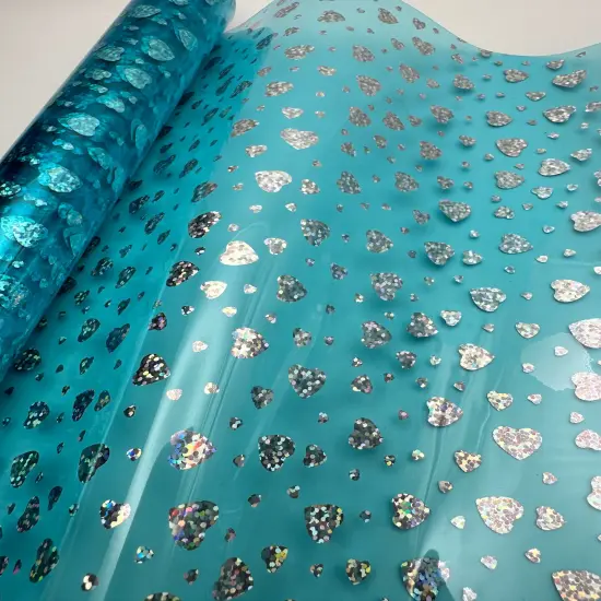 Blue Holographic Heart Clear Vinyl {2}