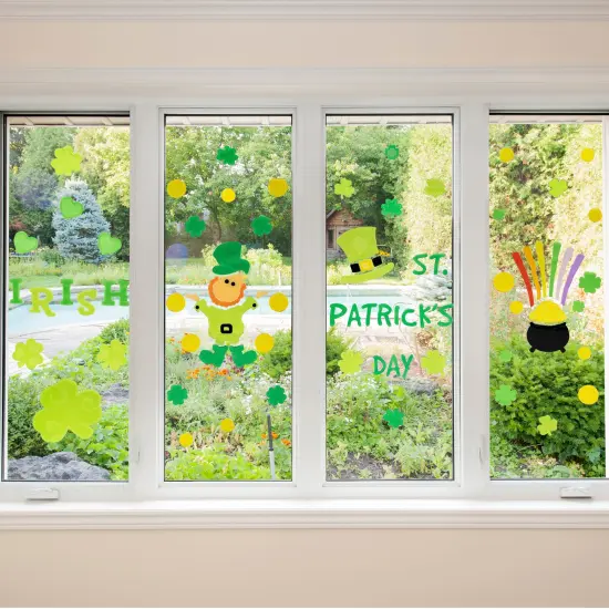 Northlight Set of 5 Double Sided St. Patrick's Day Gel Window Clings Green {3}