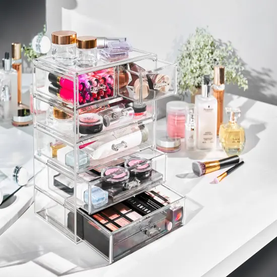 Sorbus Acrylic Makeup & Jewelry Organizer Storage Case- (4 Large, 2 Small Drawers) Clear {5}