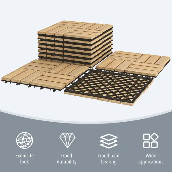 10 Pieces 12 x 12Inch Acacia WoodInterlocking Check Deck Tiles {3}