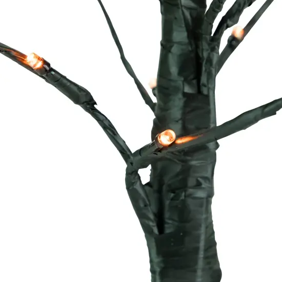 Northlight Pre-Lit Weeping Halloween Twig Tree - 24" - Black - LED Orange Lights {5}